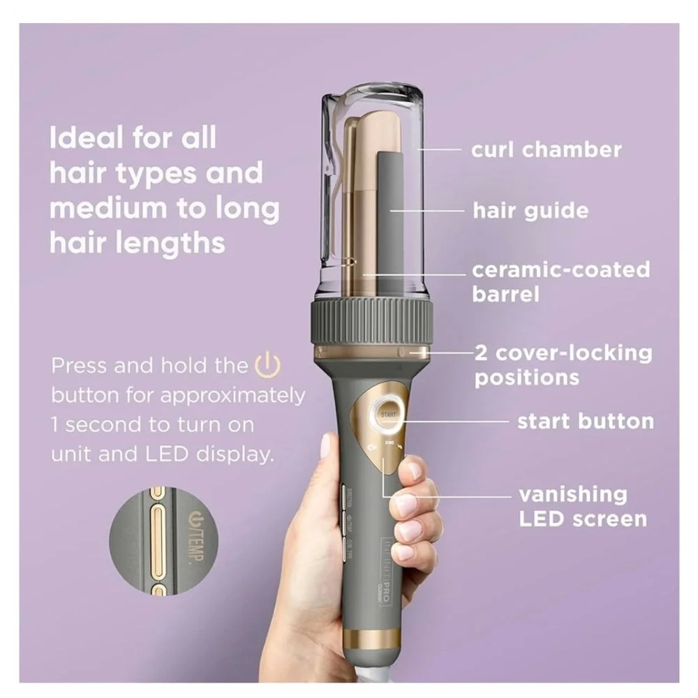 InfinitiPRO by Conair Curl Secret Ceramic Auto Curler - Gray & Gold - Picture 7 of 8